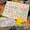 Fall Words Stencil by StudioR12 | Hayrides Bonfires Pumpkins Cider Sweaters Snuggles | Craft DIY Fall Home Decor | Paint Wood Sign | Select Size