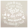 Boire du Vin Films de Noel French Stencil by StudioR12 - Select Size - USA MADE - Craft DIY Wine Theme Living Room Decor | Paint Christmas Wood Sign