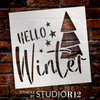 Hello Winter with Tree and Stars Stencil by StudioR12 - Select Size - USA Made - Reusable Template | Craft DIY Living Room Decor | Paint Wood Sign