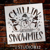 Chillin with My Snowmies Stencil by StudioR12 - Select Size - USA Made - Craft DIY Winter Welcome Leaner | Paint Seasonal Wood Sign for Living Room