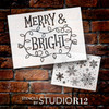 Merry & Bright Stencil Set with Snowflakes by StudioR12 - Select Size - USA Made - DIY Christmas Door Hanger | Paint Holiday Decor Sign | CMBN652