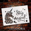 Stay Magical Stencil with Unicorn & Stars by StudioR12 | DIY Children's Bedroom & Nursery Home Decor | Paint Wood Signs | STCL5136_1 | 7.5"x5"