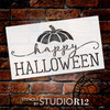 Happy Halloween Stencil with Pumpkin by StudioR12 - Select Size - USA Made - DIY Halloween Decorations - Craft & Paint Pumpkin Porch Decor - STCL7085
