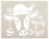 Mooey & Bright Stencil by StudioR12 - Select Size - USA Made - Christmas Cow Head with Santa Hat - Craft & Paint DIY Holiday Farmhouse Home Decor - STCL7115