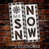 Let It Snow Tall Porch Sign Stencil with Buffalo Plaid by StudioR12-4ft Vertical Leaner Sign Template - USA Made - DIY Winter Outdoor Home Decor - STCL7120