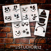 Snowman Face Stencil Set by StudioR12 - Select Size - USA Made - Craft DIY Winter Holiday Home Decorations - Mini Reusable Templates for Christmas Cookies, Ornaments - STCL7123