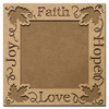 Joy Faith Hope Love Grapevine Frame - Square MDF Surface, Embellished Overlay - Ready to Paint Wood for DIY Projects - Select Size - WDSF415