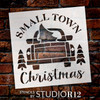 Small Town Christmas Stencil with Vintage Truck by StudioR12 - Select Size - USA Made - DIY Retro Christmas Tree Holiday Home Decor - Craft & Paint Holiday Wood Signs - STCL7135