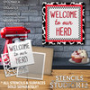 Welcome to Our Herd Stencil by StudioR12 - Select Size - USA Made - DIY Farmhouse Cow Front Door & Home Decor - Craft & Paint Rustic Family Signs - STCL7062