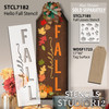 Script Hello Fall Stencil by StudioR12 - USA Made - DIY Autumn Farmhouse Home Decor - Reusable Vertical Welcome Template for Painting - STCL7182