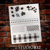 Fall Pattern Stencil by StudioR12 - USA Made - Reusable Template for DIY Decor & Painting - Buffalo Plaid, Check, Autumn Leaves, Polka Dots - STCL7189