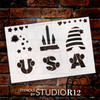 USA Gnomes Embellishment Stencil by StudioR12 - Select Size - USA Made - DIY Patriotic Home Decor for Fourth of July or Memorial Day - STCL6226