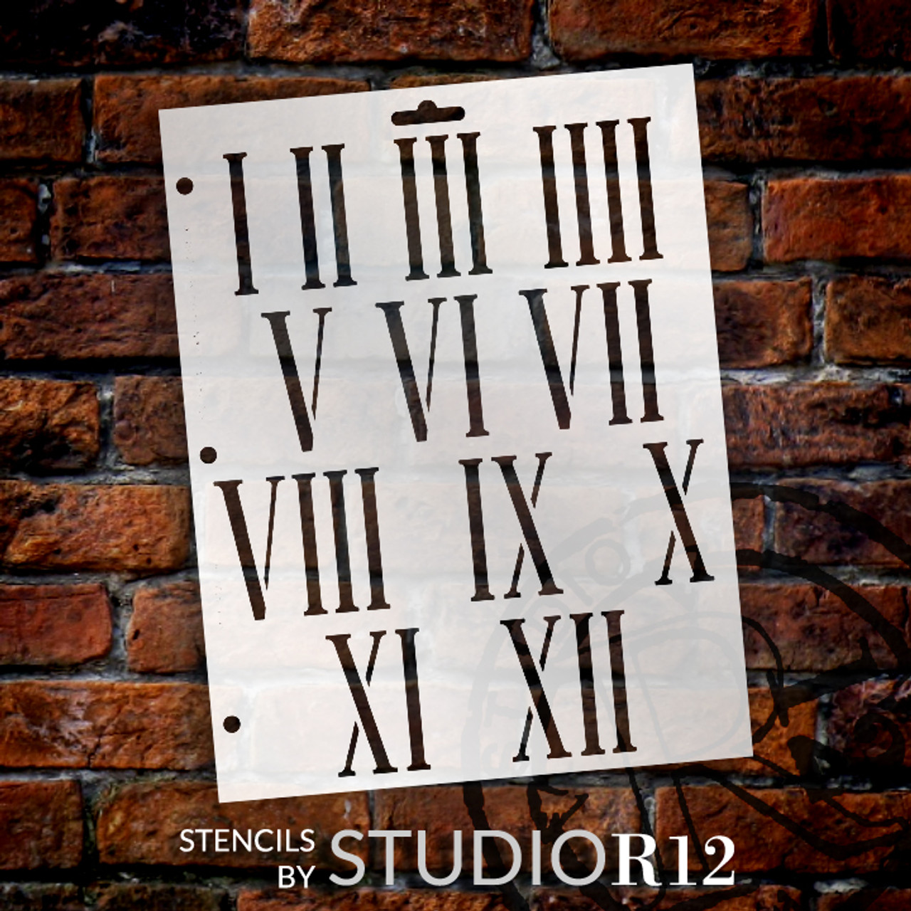 Clock Numerals Stencil - Springfield Roman Numerals - 8.5" x 11" - STCL185_4 - by StudioR12