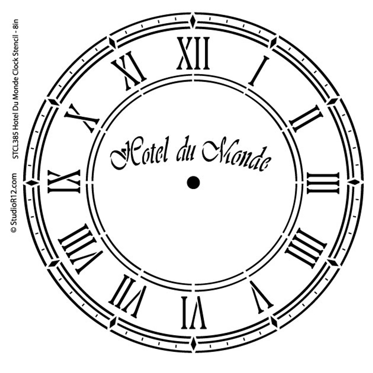Hotel Du Monde Clock Stencil - 8 inch Clock