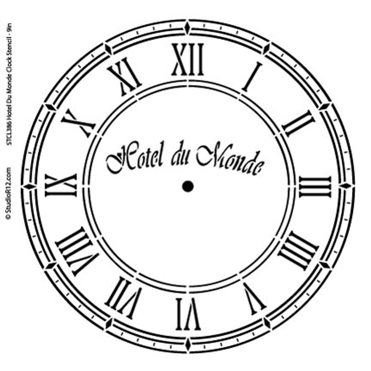 Hotel Du Monde Clock Stencil - 9 inch Clock