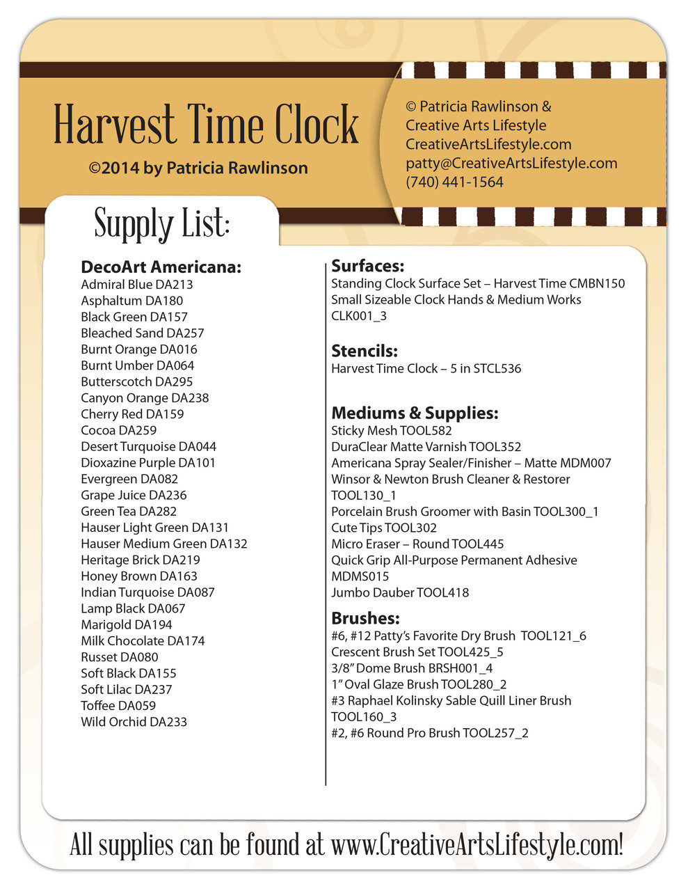 Harvest Time Standing Clock  DVD & Pattern Packet - Patricia Rawlinson