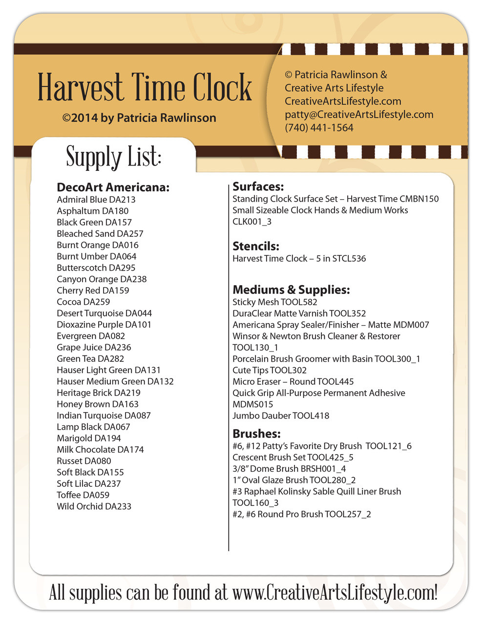 Harvest Time Standing Clock E-Packet - Patricia Rawlinson