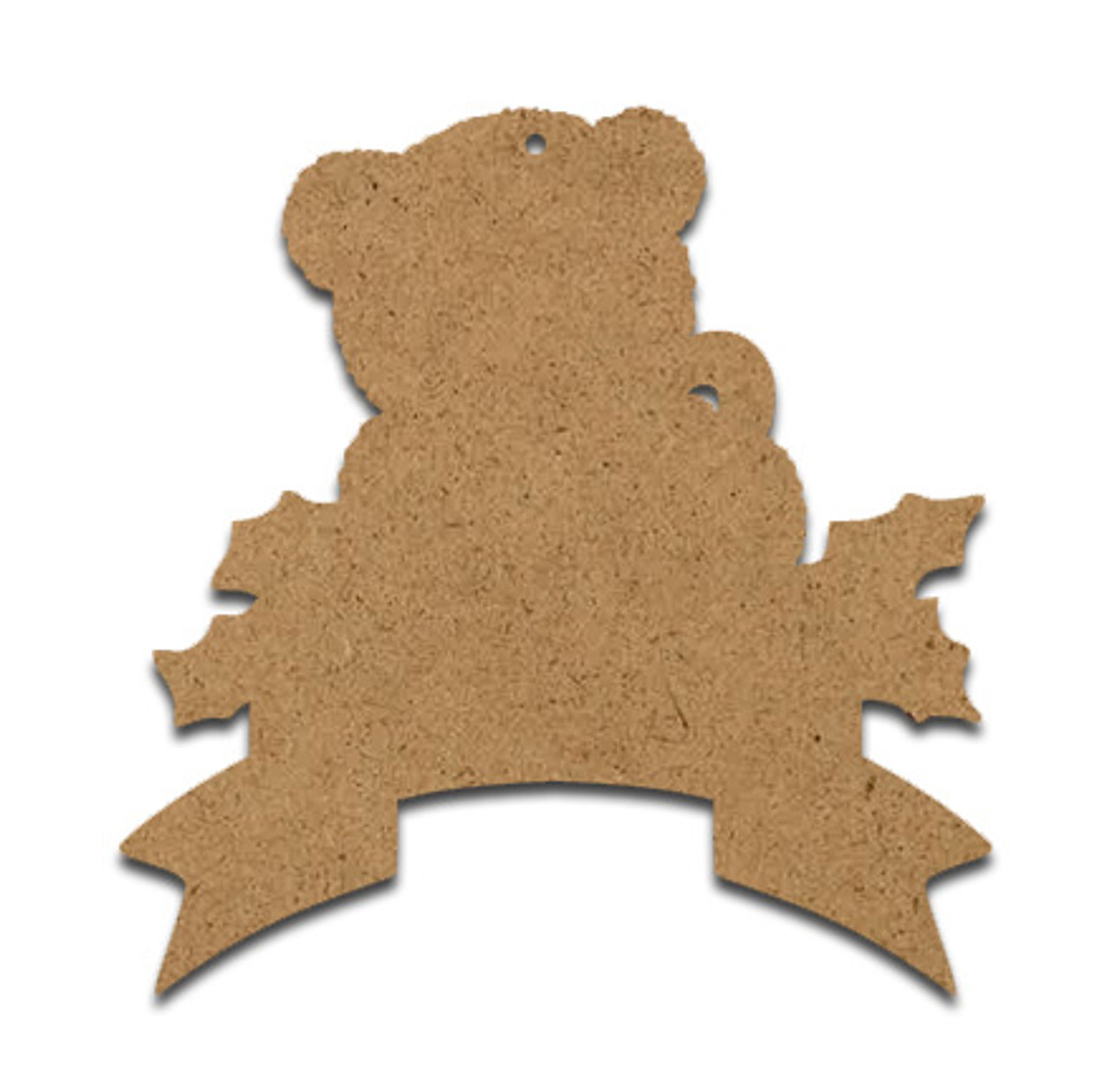 Wood Ornament - Teddy Bear with Banner