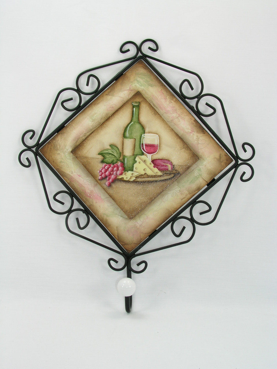 Wine and Cheese Metal Framed Plaque on Hook - E-Packet - Jeanne Bobish