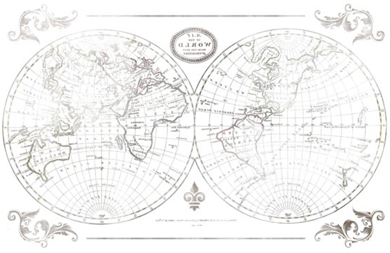 World Map Transfer Paper - B & W 10x16