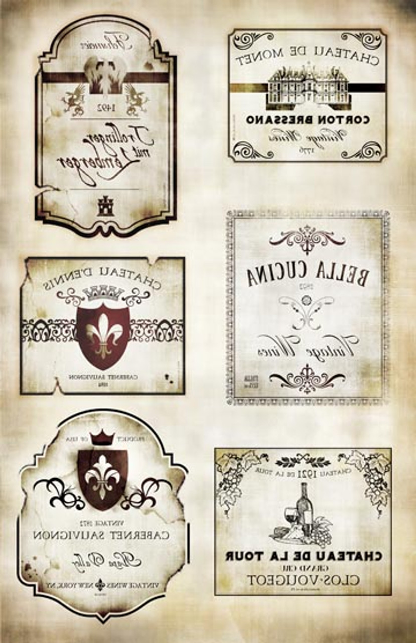 Wine Labels Transfer Paper -  Antique 10x16