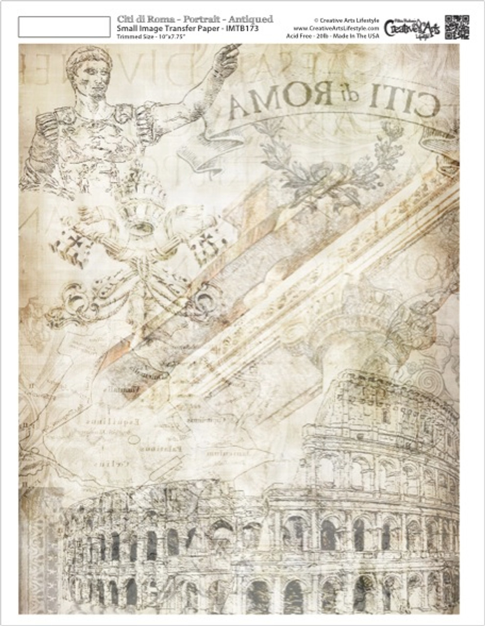 Citi di Roma Image Transfer Paper - Portrait -  Antique - 7.75" x 10"