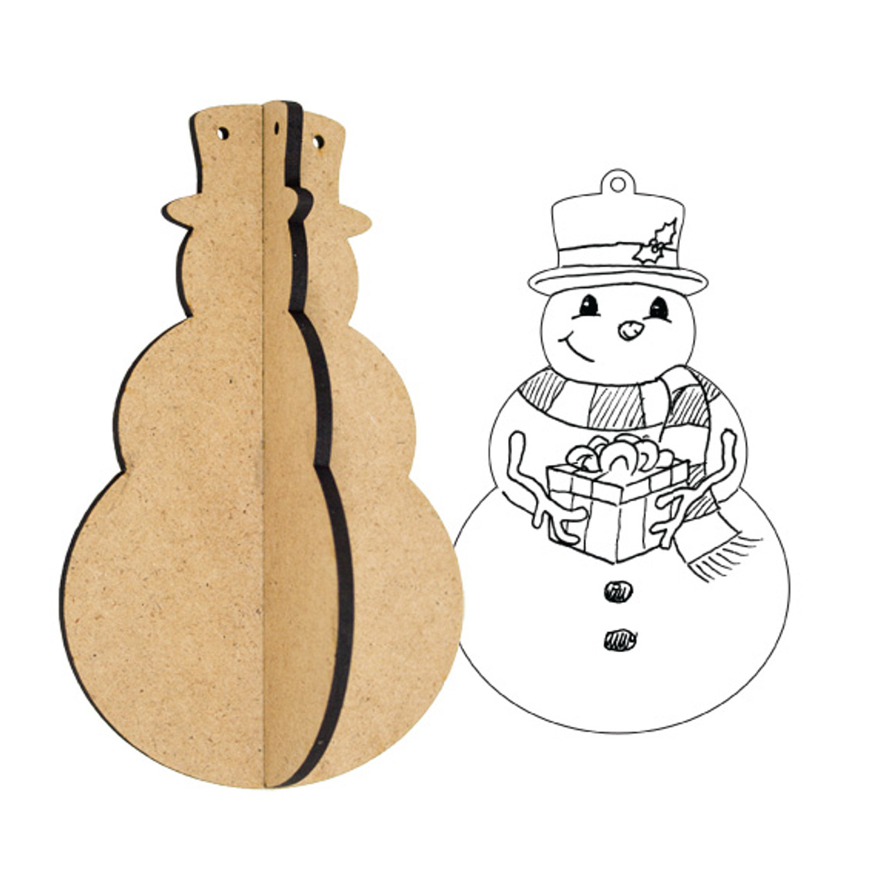 3D Wood Ornament - Snowman