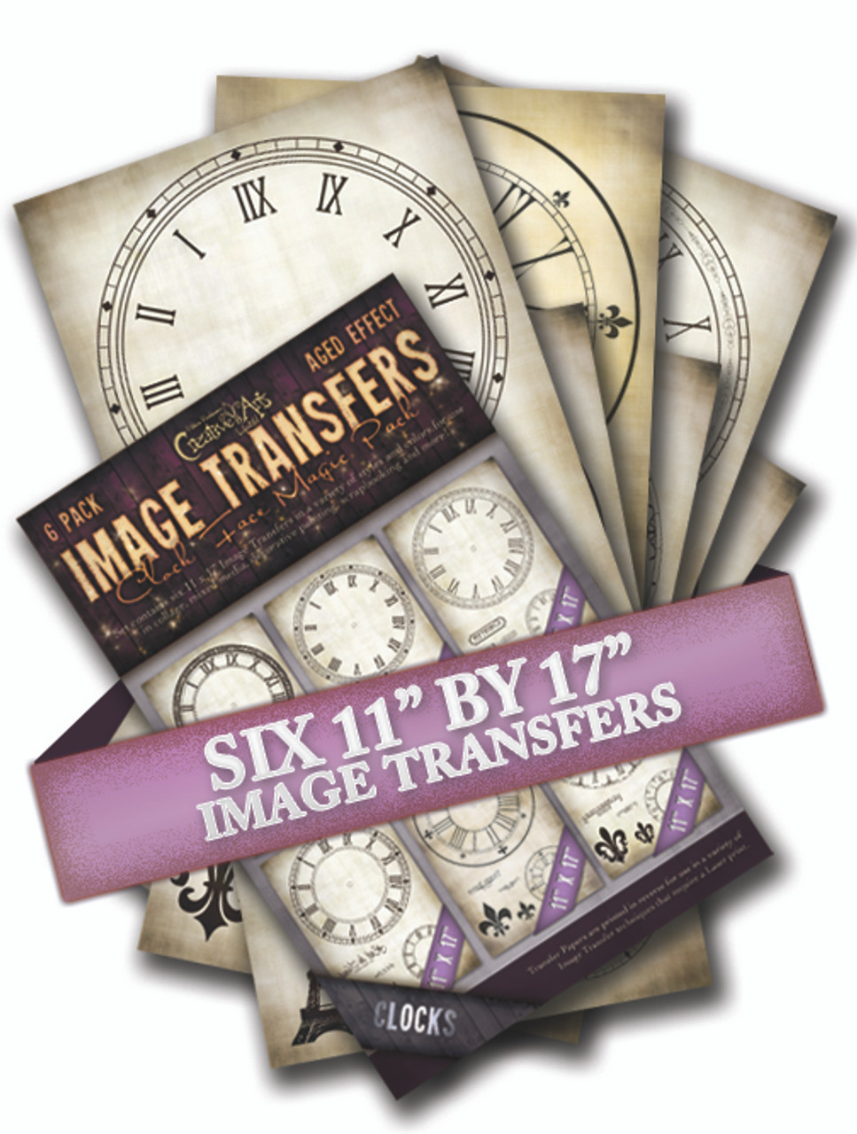 Clock Face 6 Pack Aged Effect Transfers