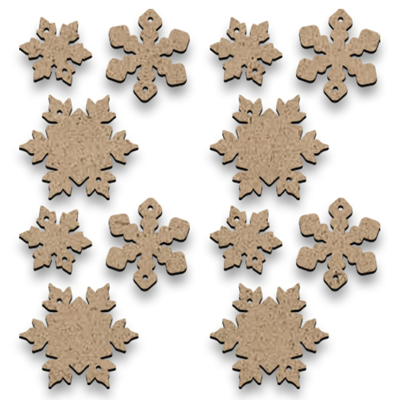 Tiny Wood Snowflakes - Set of 12