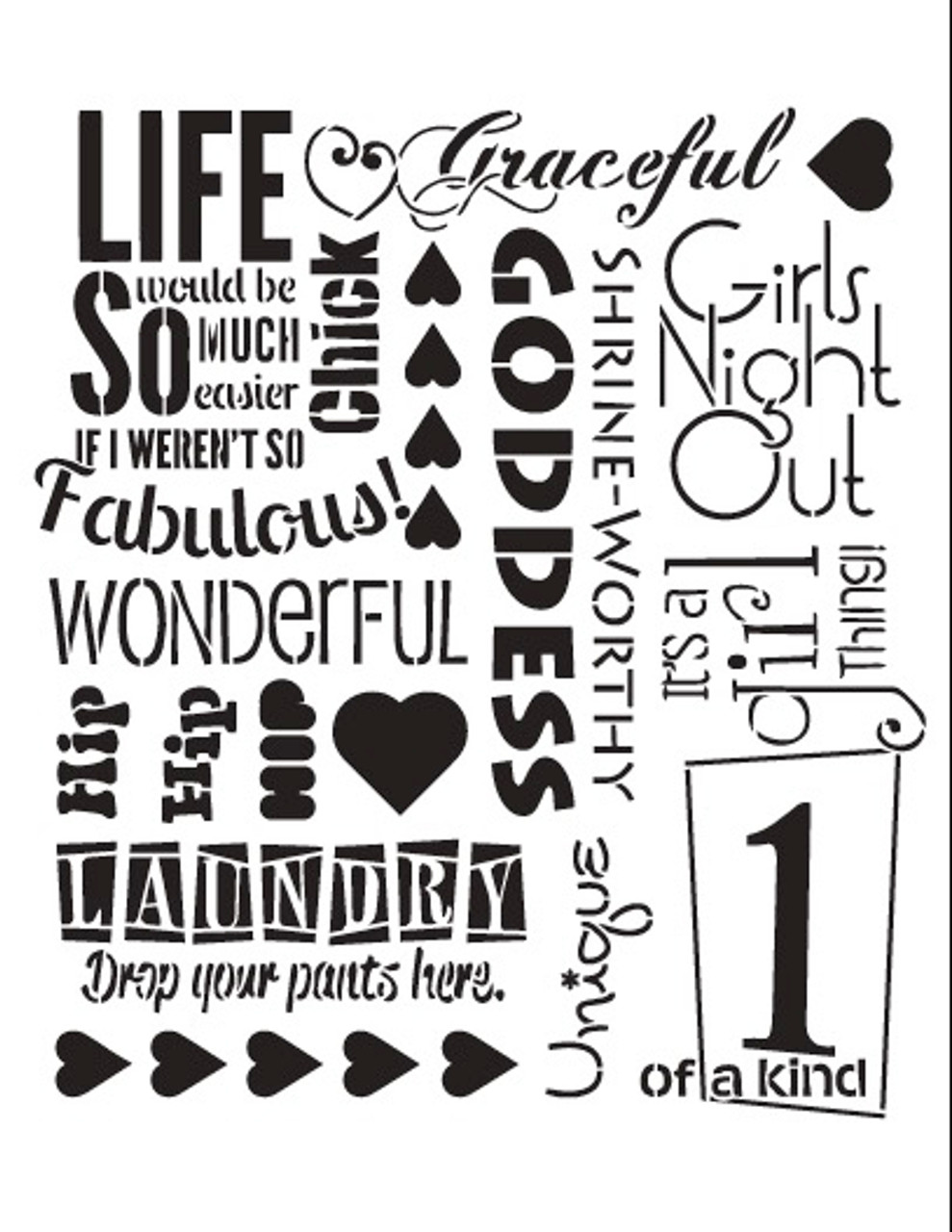 It's A Girl Thing Background Word Stencil  - 8.5" x 11"