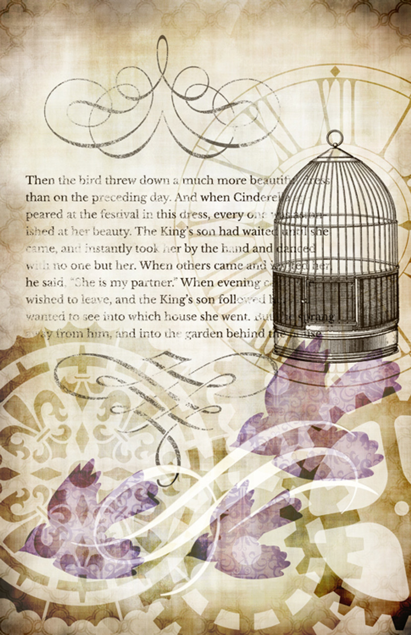 Steampunk Storybook Cinderella Image Transfer Background Paper - Lavender - 10" x 16"