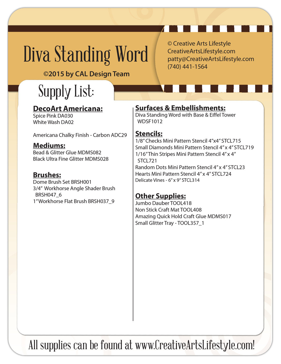 Diva Standing Word Pattern Packet - Patricia Rawlinson