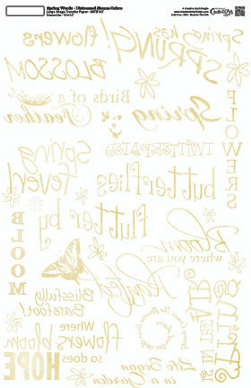 Spring Words - Distressed Ochre- 10 x 16  Image Transfer