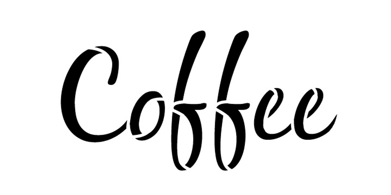 Coffee Word Art Stencil-Casual Script- 5" X 2 1/2"