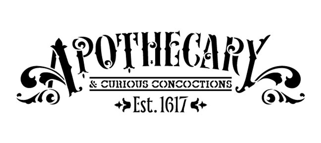 Apothecary Word Art Stencil 9" X 4"