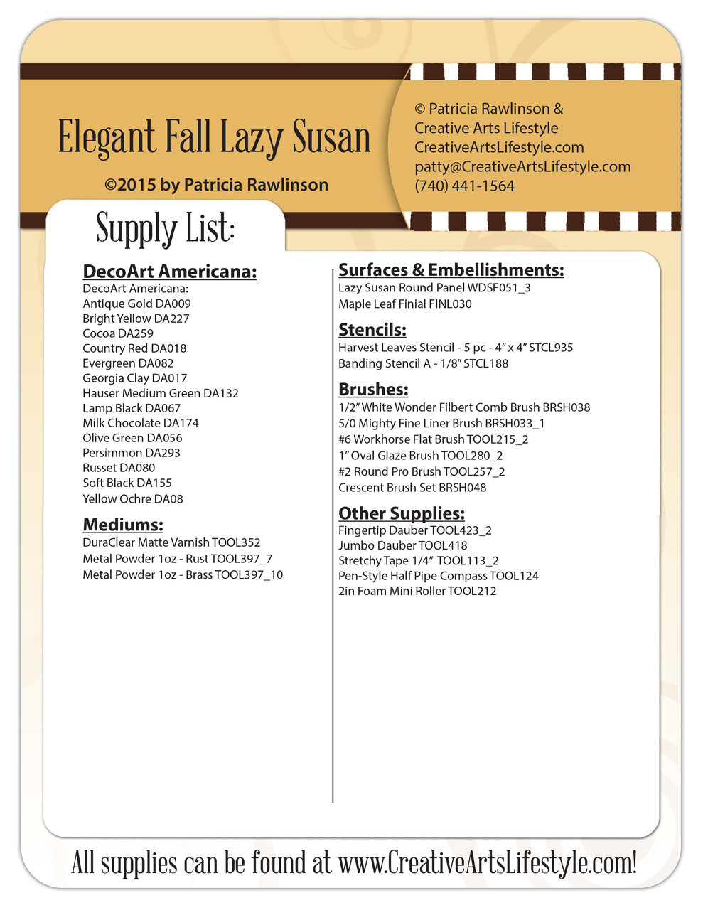 Elegant Fall Lazy Susan Pattern Packet - Patricia Rawlinson