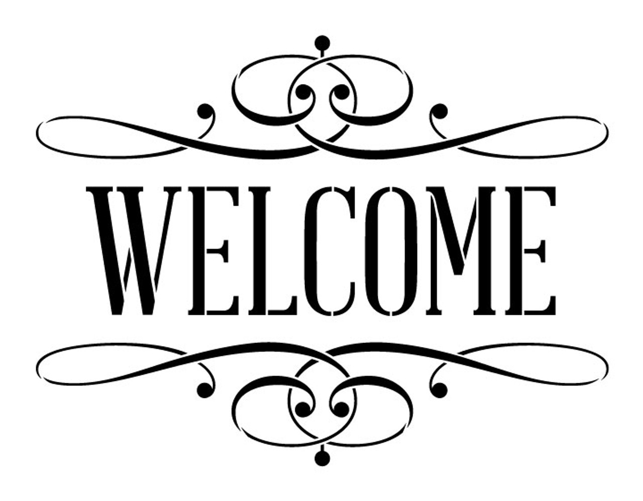 Welcome Word Stencil - Skinny Serif with Flourish - 11" x 8-1/2"