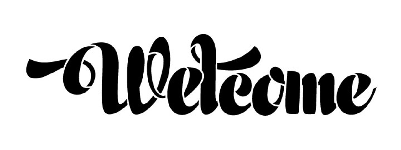 Welcome Word Stencil - Retro Chunky Script - 18" x 6"