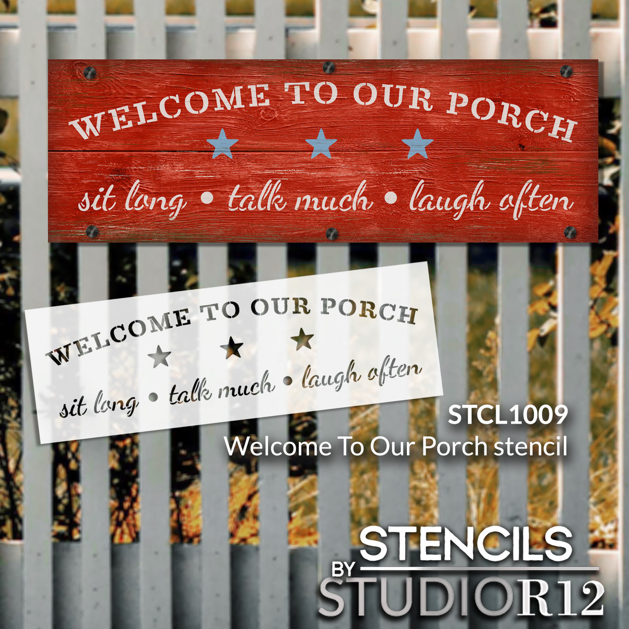 Welcome To Our Porch - Word Art Stencil - 15" x 5" - STCL1009_1 - by StudioR12