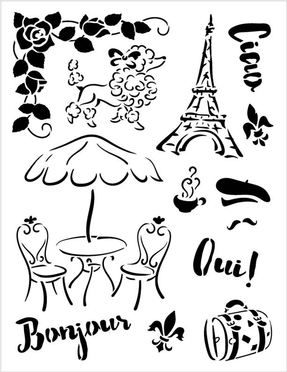 Jadore Paris Art Stencil -  12" X 16"