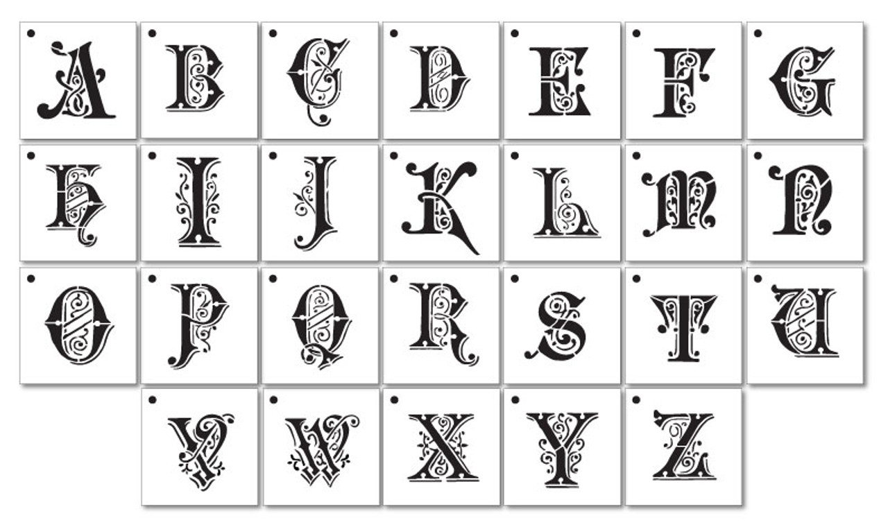 Ornate Monogram Stencils - Full Alphabet