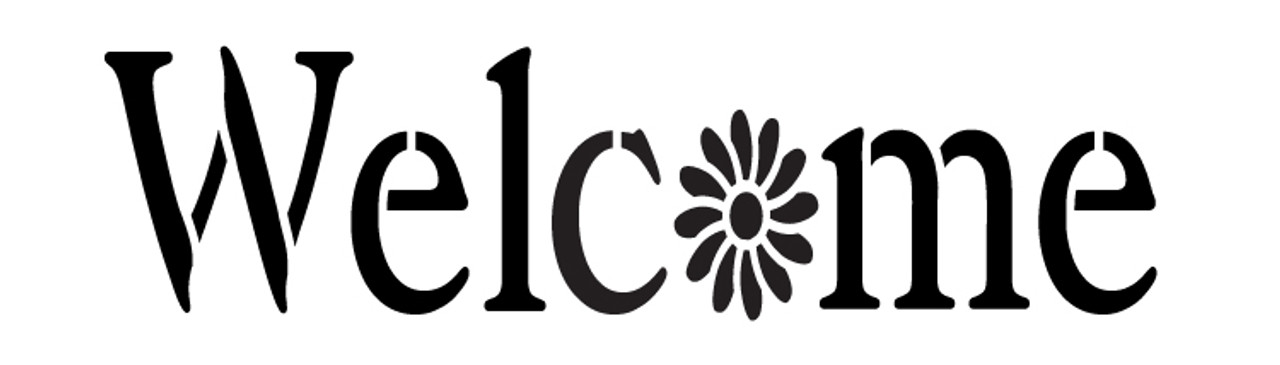 Welcome -Vintage Serif with Flower - Horizontal - Word Stencil -  23" x 6.5" - STCL1190_4