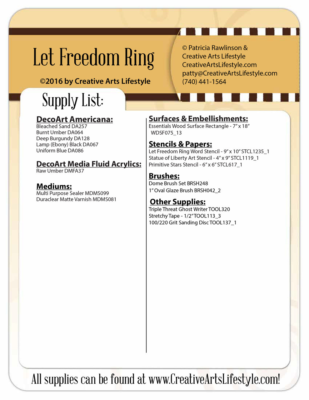 Let Freedom Ring Plaque Pattern Packet - Patricia Rawlinson