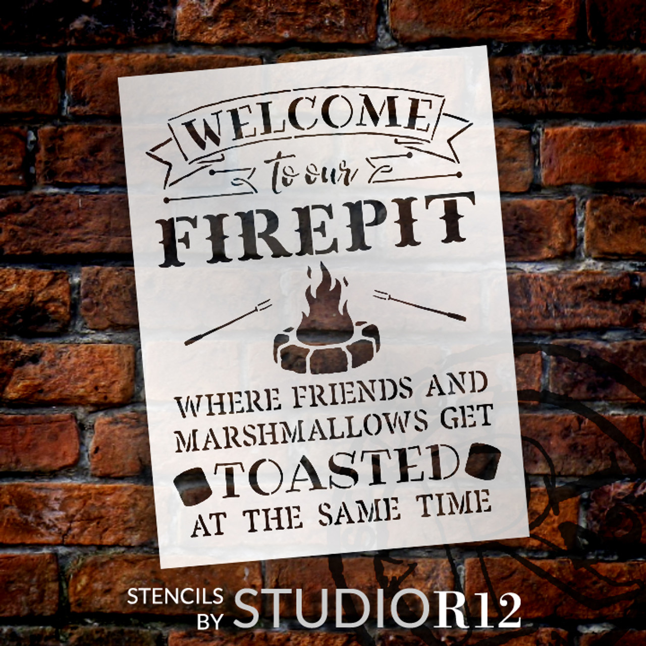 Welcome to our Firepit Word Art Stencil  - 9" X 12"