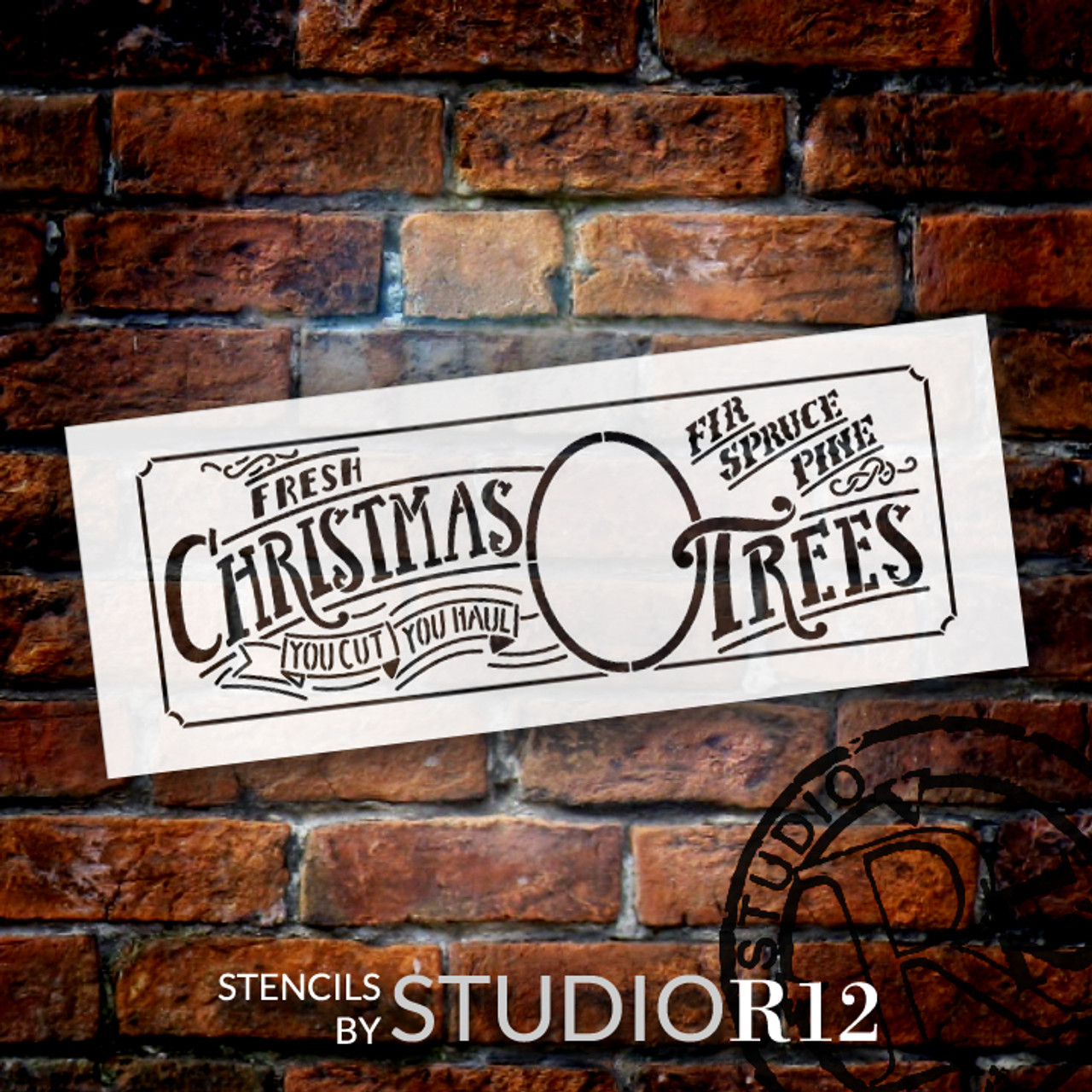 Fresh Christmas Trees - Word and Art Stencil - 13" x 5" - STCL1343_1 by StudioR12