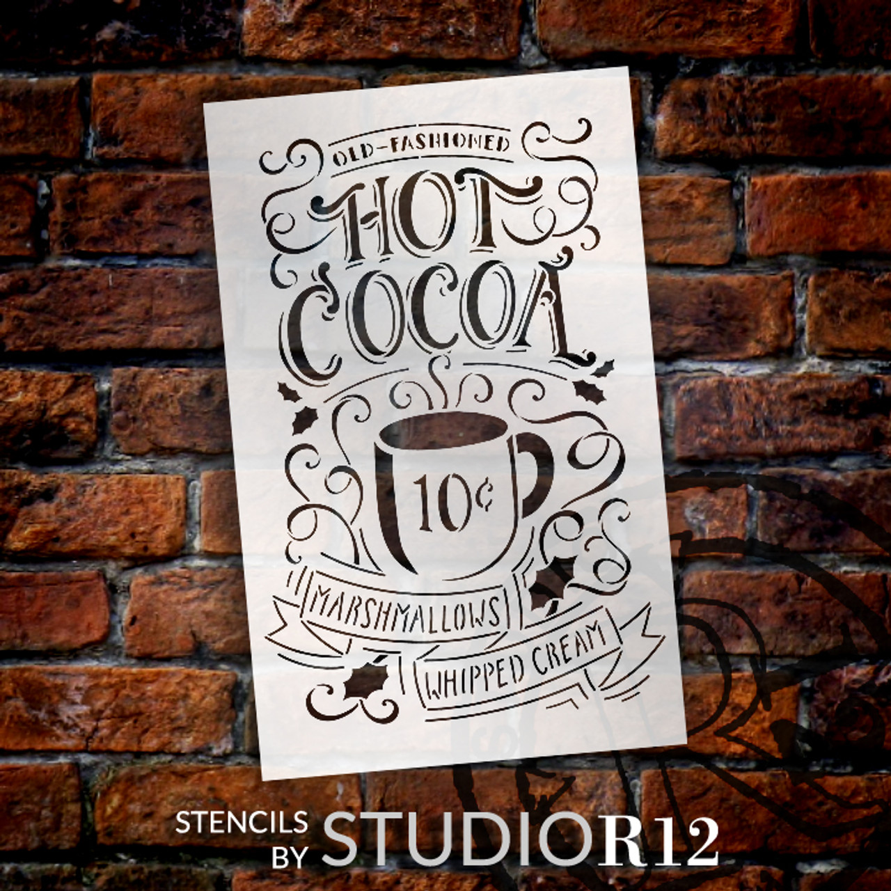 Old Fashioned Hot Cocoa Sign Stencil - By StudioR12 - (10" x 16") STCL1384_1