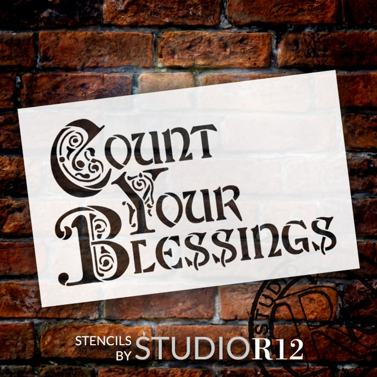 Count Your Blessings - Illuminated - Word Art Stencil - 18" x 10" - STCL1352_3 by StudioR12