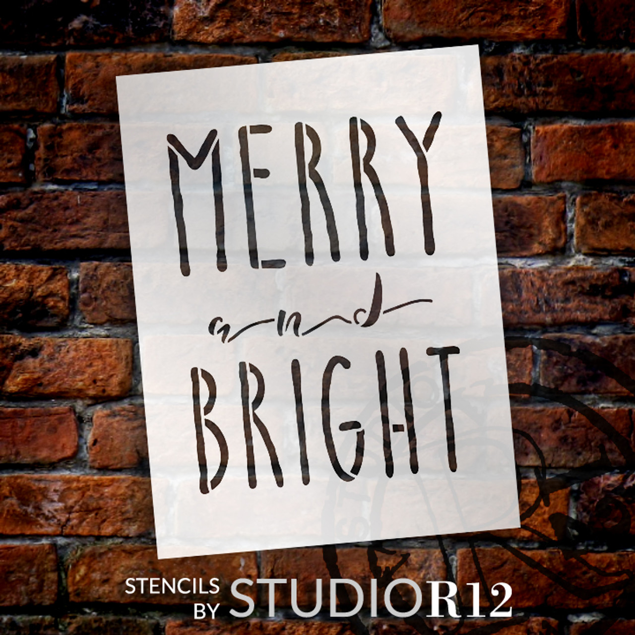 Merry And Bright Word Stencil by StudioR12 | Reusable Template, Farmhouse Style, Vintage Country Christmas- 12" x 16" - STCL1396_3
