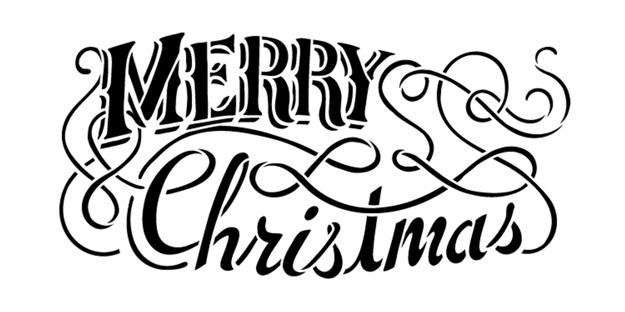 Merry Christmas - Elegant Typography - Word Stencil - 16" x  8" - STCL1403_3 by StudioR12