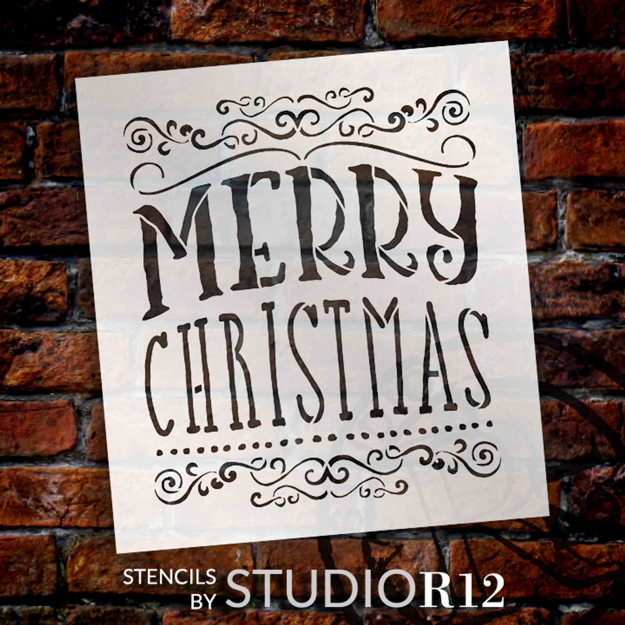 Merry Christmas - Whimsical Swirls  - Word Art Stencil - 17" x  19" - STCL1413_3 by StudioR12